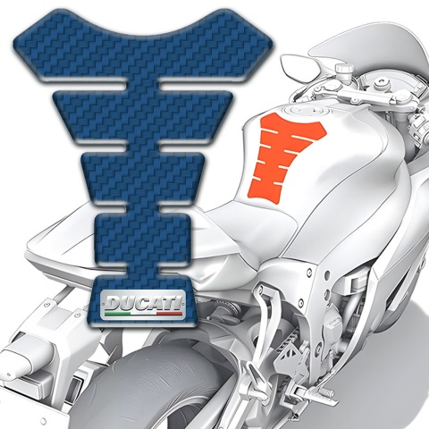Ducati Tank Pad Protector model with Navy Blue Carbon Design