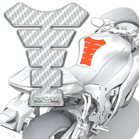 Ducati Tank Pad Motorbike Model with White Carbon Design 