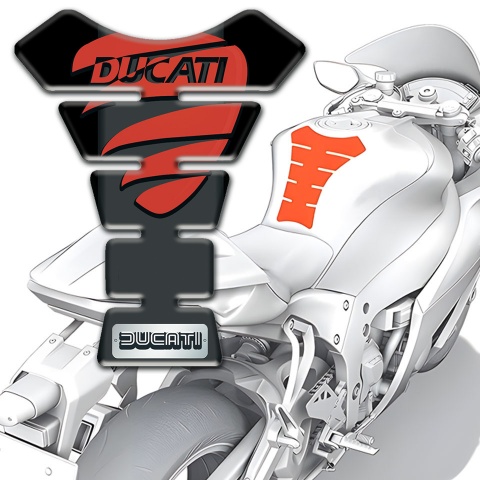 Ducati Tank Guard Pads Black Warp Red Logo 