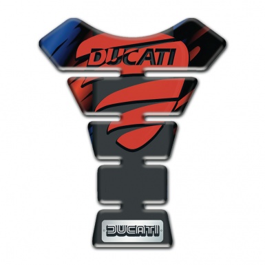 Ducati Tank Pad Motorbike Black Base with Red Blue Decoration and Red Logo 