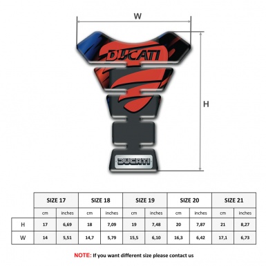 Ducati Tank Pad Motorbike Black Base with Red Blue Decoration and Red Logo 