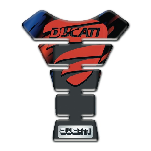 Ducati Tank Pad Motorbike Black Base with Red Blue Decoration and Red Logo 