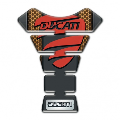 Ducati Tank Protector Copper honeycomb Motive and Red Logo Design 