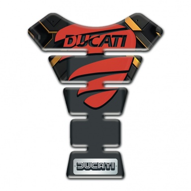 Ducati Tank Guard Pads Black with Yellow Patterns Base and Red Logo 