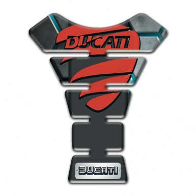 Ducati Tank Protector Gray Figures with Turquoise Channels Design 