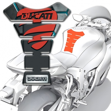 Ducati Tank Protector Gray Figures with Turquoise Channels Design 