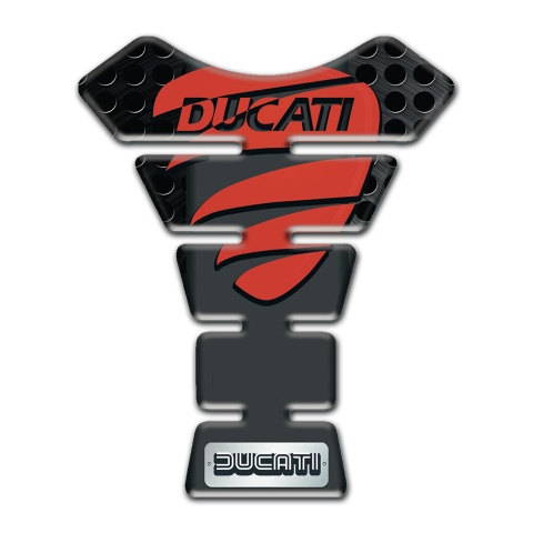 Ducati Tank Fuse Perforated Black Surface Base and Red Logo 