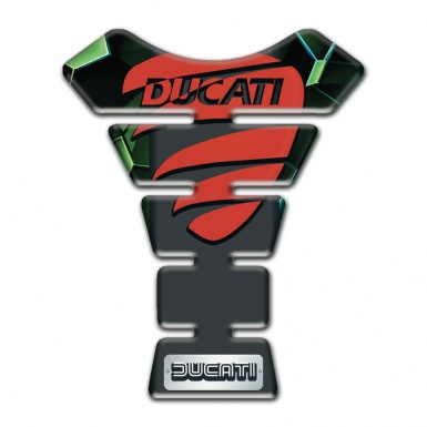 Ducati Tank Protector Green Diamond Effect and Red Logo 