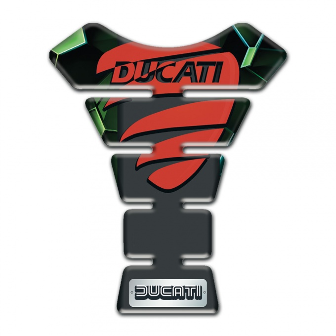 Ducati Tank Protector Green Diamond Effect and Red Logo 