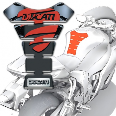 Ducati Tank Pad Motorbike Torn Base Effect with Red Painted Logo
