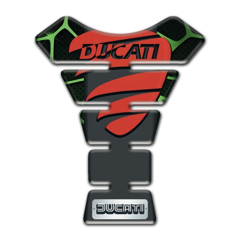 Ducati Tank Protector Black with Green Patterns Base and Red Logo 