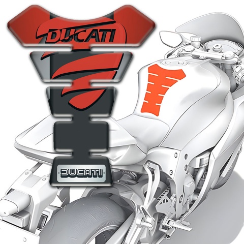 Ducati  Tank Protector Red Gray Base and Red painted logo 