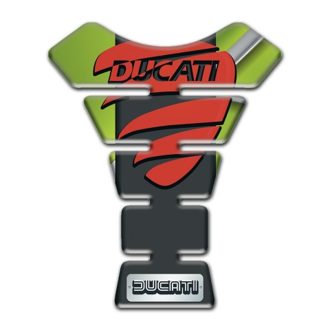 Ducati Tank Guard Pads Fresh Green Motive Base and Red Logo 
