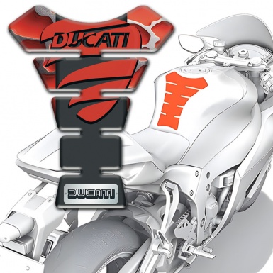 Ducati Tank Pad Motorbike Red Clouds Base and Red painted logo