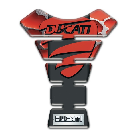 Ducati Tank Pad Motorbike Red Clouds Base and Red painted logo