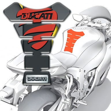Ducati Tank Protector Gray Yellow base Print with Red Logo 