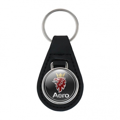 Saab Key Fob Leather Dark Carbon Red Griffon Edition