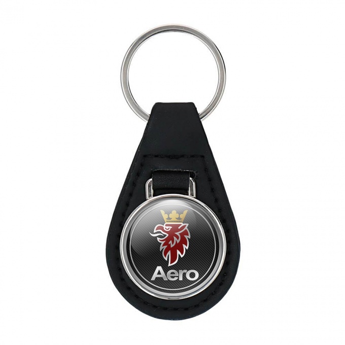 Saab Key Fob Leather Dark Carbon Red Griffon Edition