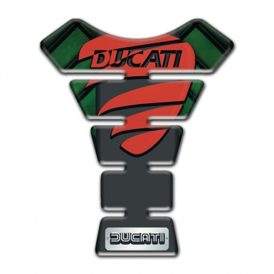 Ducati Tank Pad Motorbike Dark Green Details base and Red Logo 