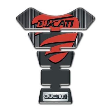 Ducati Tank Guard Pads Gray with White Thin Stripes Base and Red Logo 