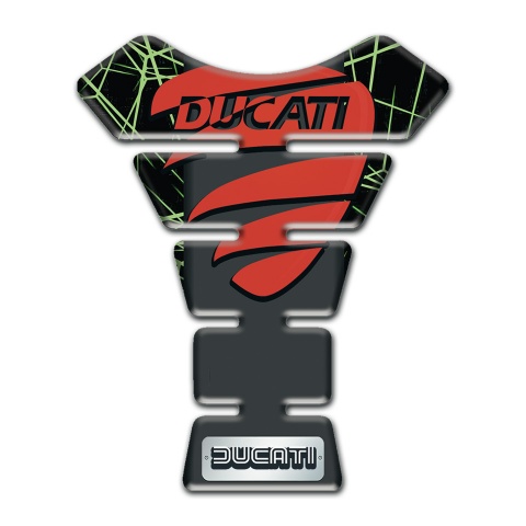Ducati Tank Pad Motorbike Green Spider Web Background and Red Logo 