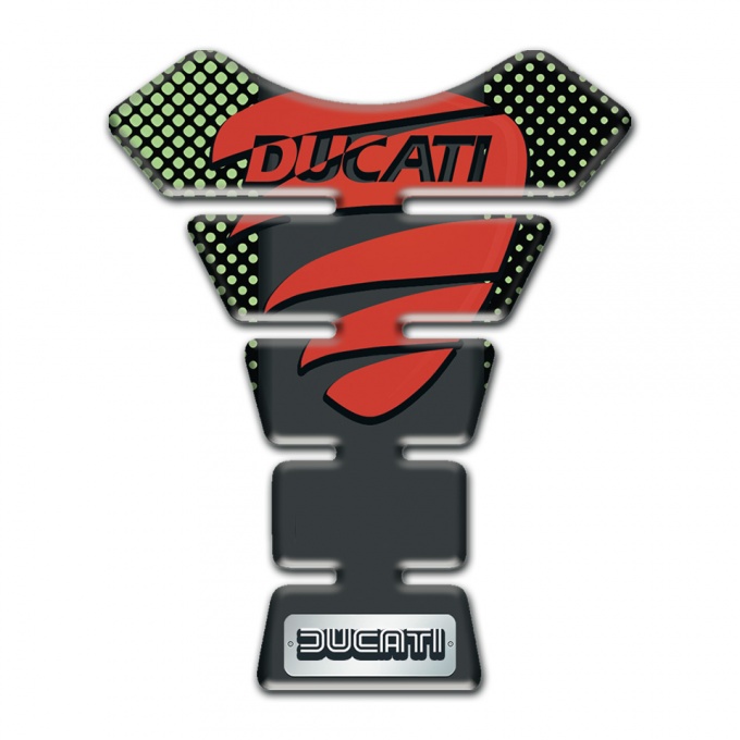 Ducati Tank Protector Greeen Dots Background and Red Logo 