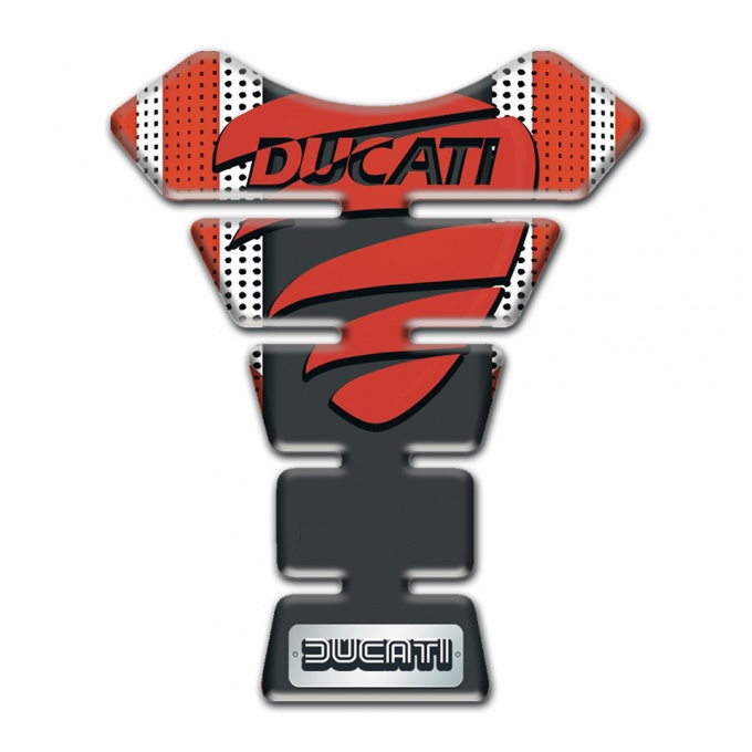 Ducati Tank Guard Pads White Red Background and Grapkite Panel with Red Logo 
