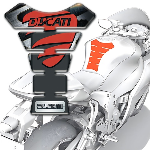 Ducati Tank Fuse Metal Element background with Red LOgo 