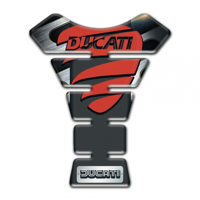 Ducati Tank Fuse Metal Element background with Red LOgo 