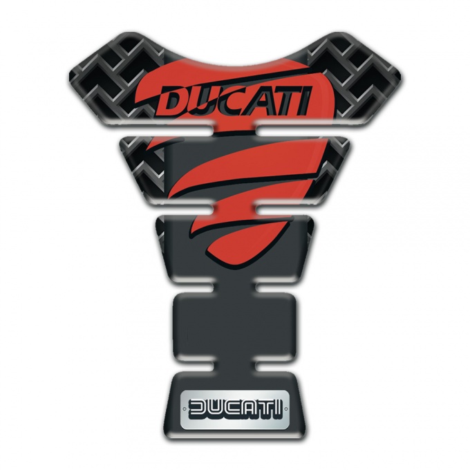 Ducati Tank Protector Gray Grid Effect and Red Logo Style 