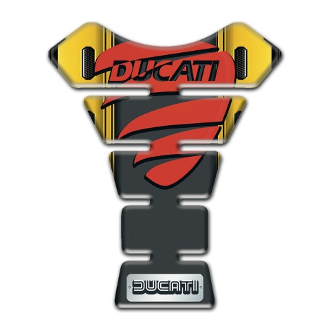Ducati Tank Guard Pads Yellow Black Base with Red Logo 