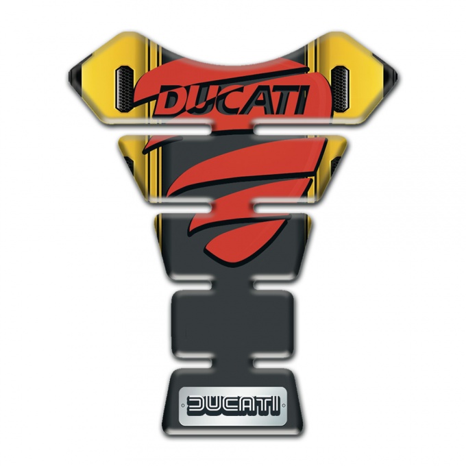 Ducati Tank Guard Pads Yellow Black Base with Red Logo 