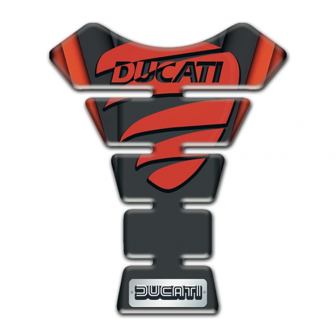 Ducati Tank Guard Pads Black with Red Sides Base and Red Painted Logo