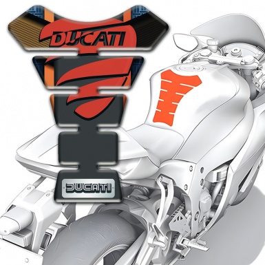 Ducati Tank Pad Motorbike Orange Brown background and Red Logo 