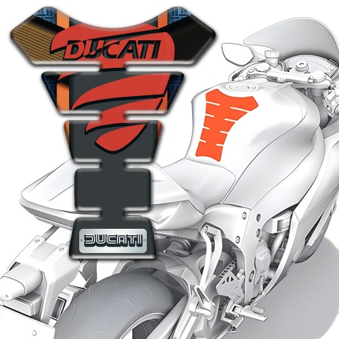 Ducati Tank Pad Motorbike Orange Brown background and Red Logo 