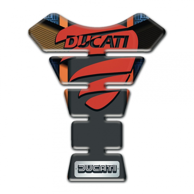 Ducati Tank Pad Motorbike Orange Brown background and Red Logo 