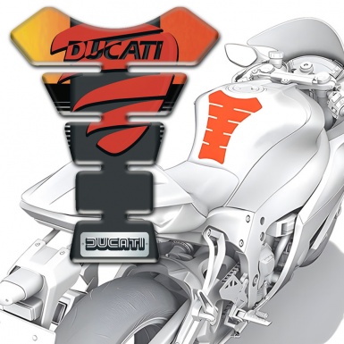 Ducati Tank Pad Protector Orange Nuance Sides with Red Logo 