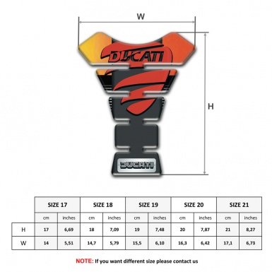 Ducati Tank Pad Protector Orange Nuance Sides with Red Logo 