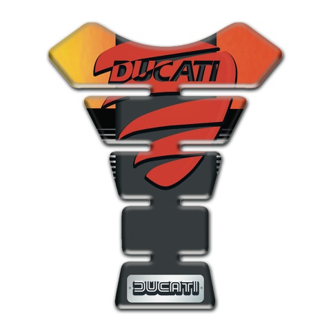 Ducati Tank Pad Protector Orange Nuance Sides with Red Logo 