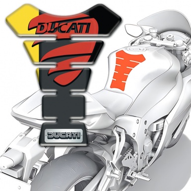 Ducati Tank Fuse Black Yellow Halves with Red Logo 