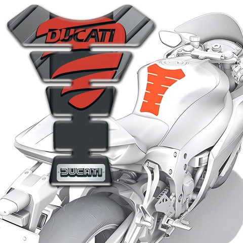 Ducati Tank Guard Pads Gray Background with Red Logo Style 