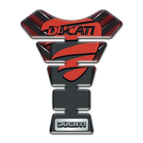 Ducati Tank Guard Pads Red Background with Nikel Patterns and Red Logo 