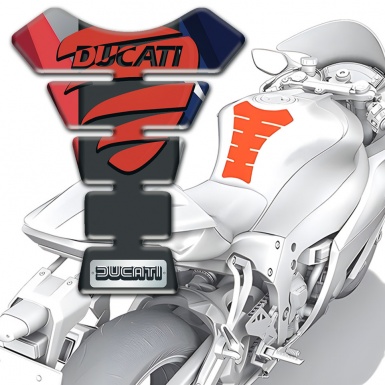 Ducati Tank Fuse Multicolored Patterns Background with Red Logo Style 