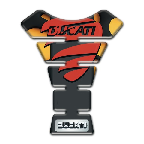 Ducati Tank Pad Motorbike Orange Black Background and Red Logo Style 