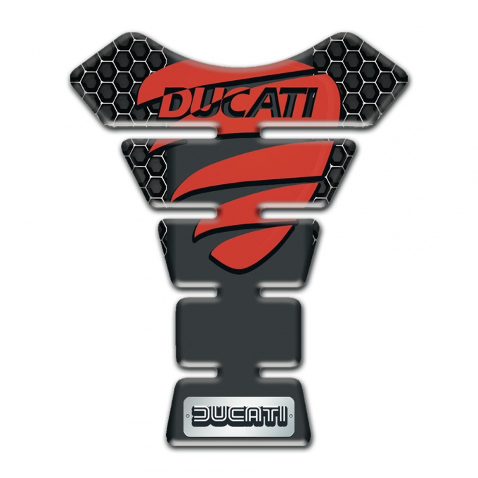 Ducati Tank Protector Perforated Steel Background and Red Logo style 