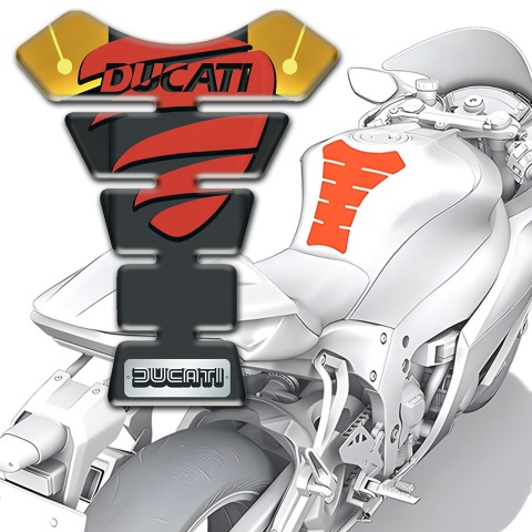 Ducati Tank Pad Protector Yellow print Background Red Logo Style 