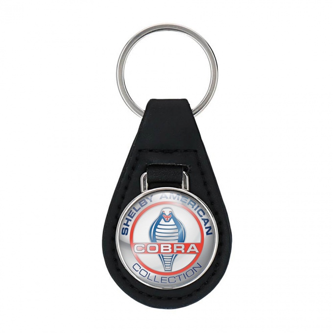Ford Shelby Cobra Keyring Holder Leather Silver Red Edition