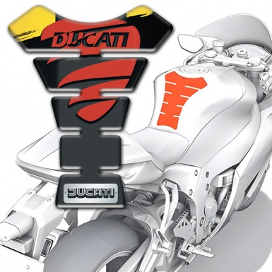 Ducati Tank Fuse Yellow Black Painted Base Red Logo 