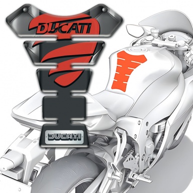 Ducati Tank Pad Motorbike Gray Leather Base Red Logo Style 
