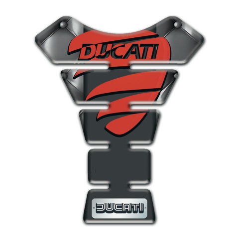 Ducati Tank Pad Motorbike Gray Leather Base Red Logo Style 